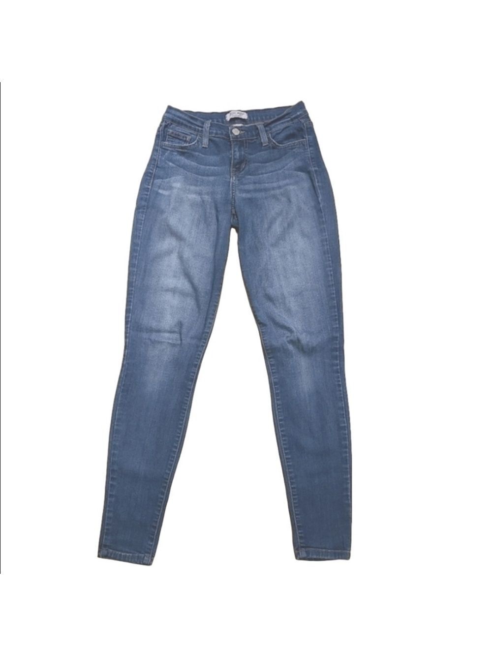 Judy Blue Jeans Slim Medium Wash Faded Denim Mid Rise Tapered Leg Size 1/25